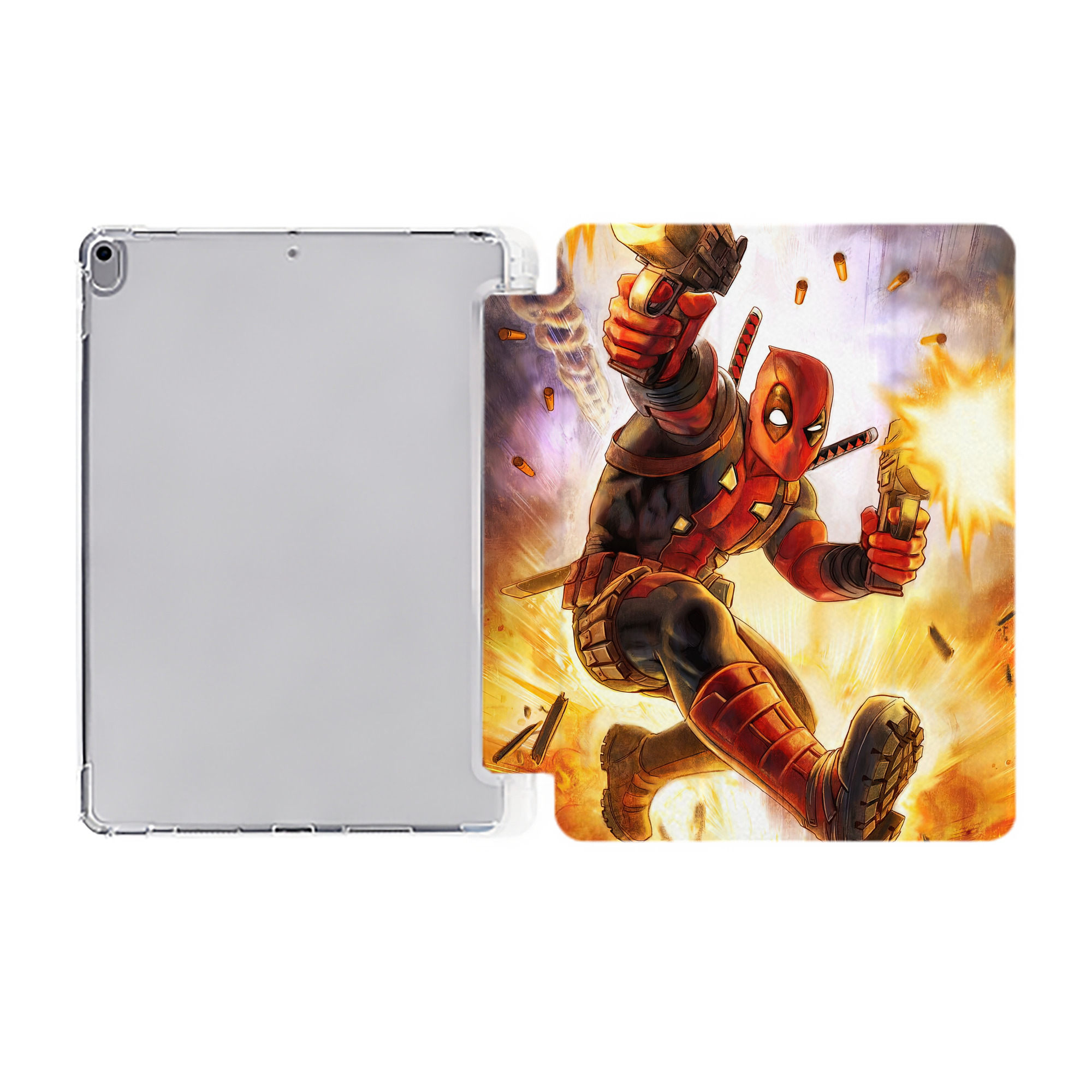 （画像用） Deadpool デッドプール IPad ケース ペン収納付き 三つ折りスタンド PUレザー×シリコン 対応機種9.5/10.5/10.9インチ